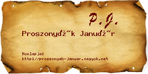 Proszonyák Január névjegykártya